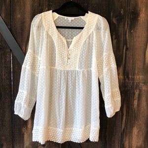 Cream DR2 Sheer Top with Lace